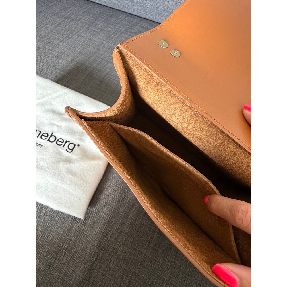 NWT Schoneberg Italy Cognac Leather Shoulder Bag Crossbody Purse Dust Bag - Picture 7 of 7